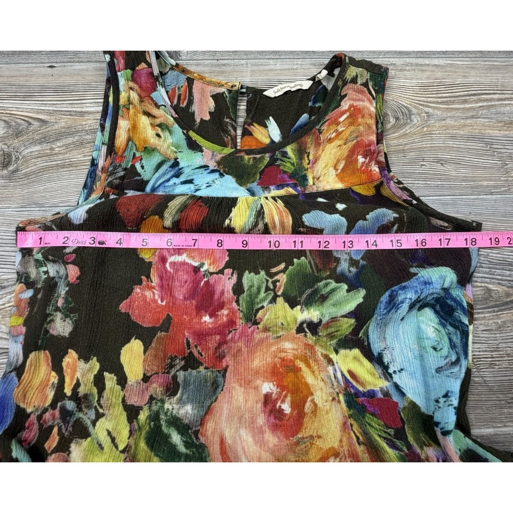 Soft Surroundings Rosalie Tiered Maxi Dress MED Brown Floral Sleeveless Resort - Picture 14 of 16